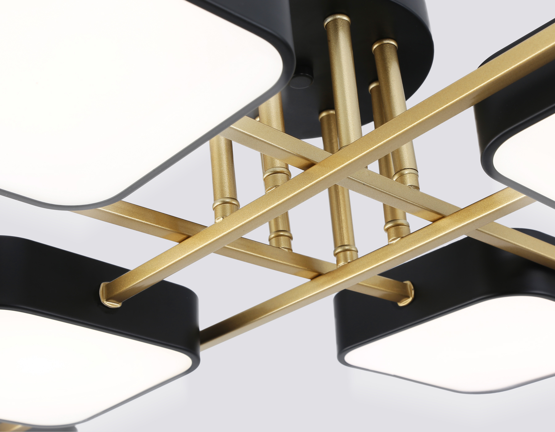 Люстра светодиодная на штанге FL516348/8 BK/GD черный/золото 144W 3000-6000K 1060*1060*150 (без ПДУ)