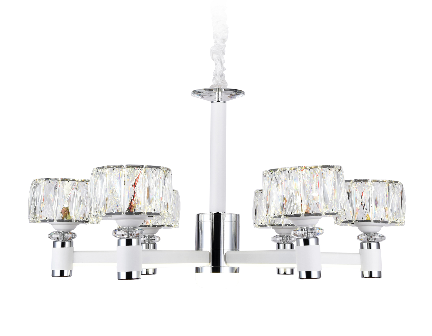 Подвесная светодиодная люстра TR4518/6 WH/CH белый/хром 120W D730*370 (Без ПДУ)