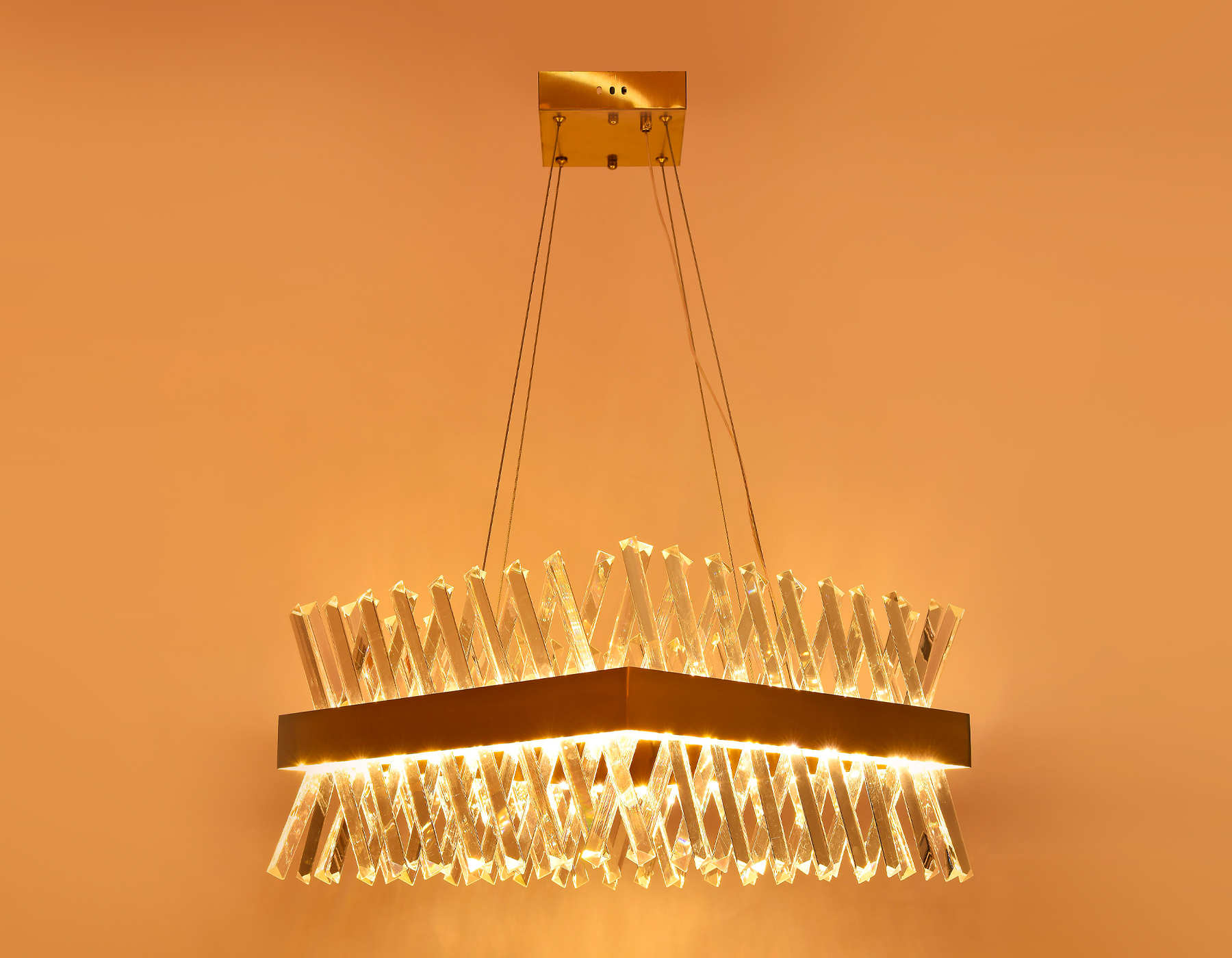 Хрустальный подвесной светодиодный светильник TR5318 GD/CL золото/прозрачный 144W 500*500*750 (Без ПДУ)