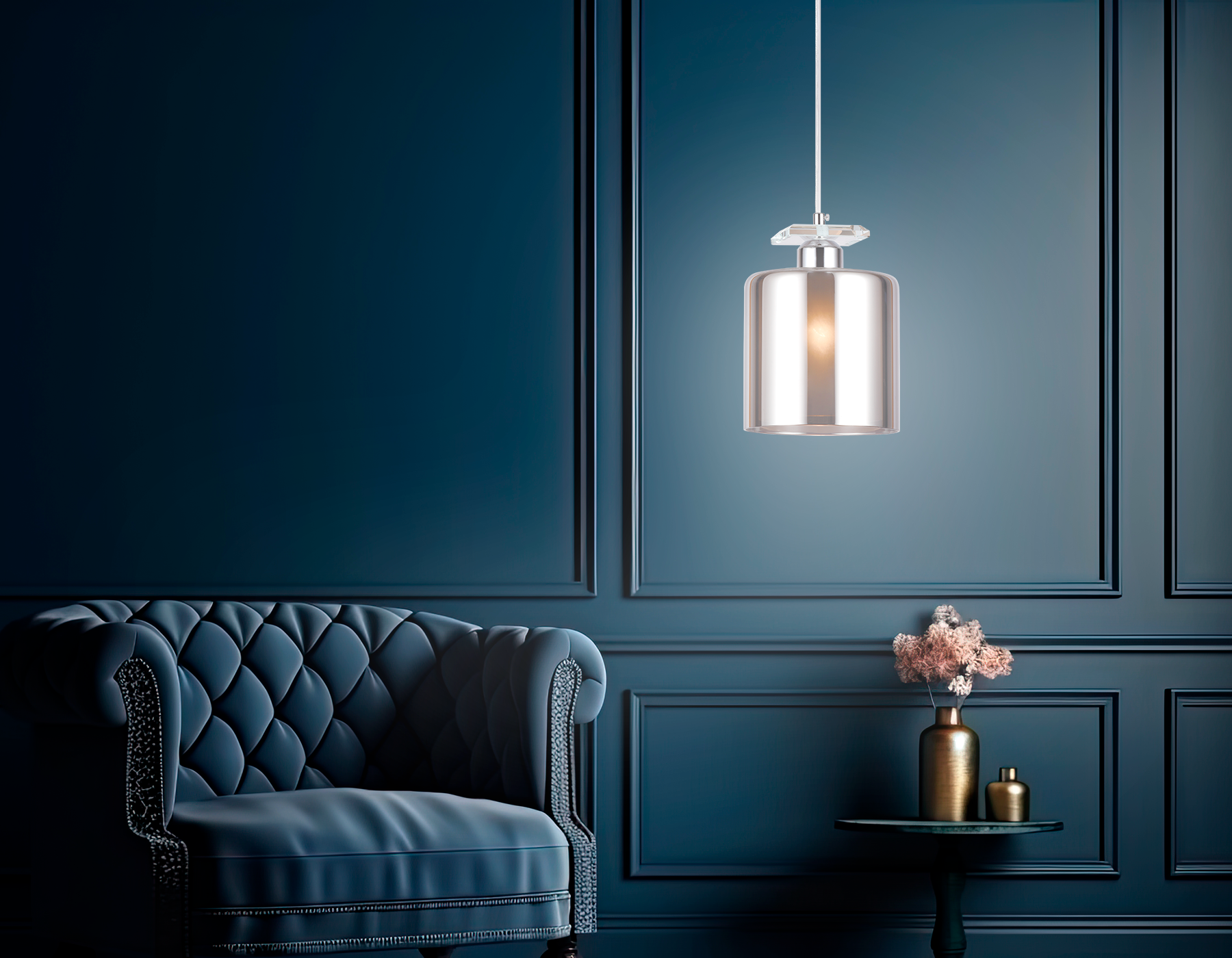 Подвесной светильник со сменной лампой TR3579 CH/SM хром/дымчатый E27 max 40W D150*1025