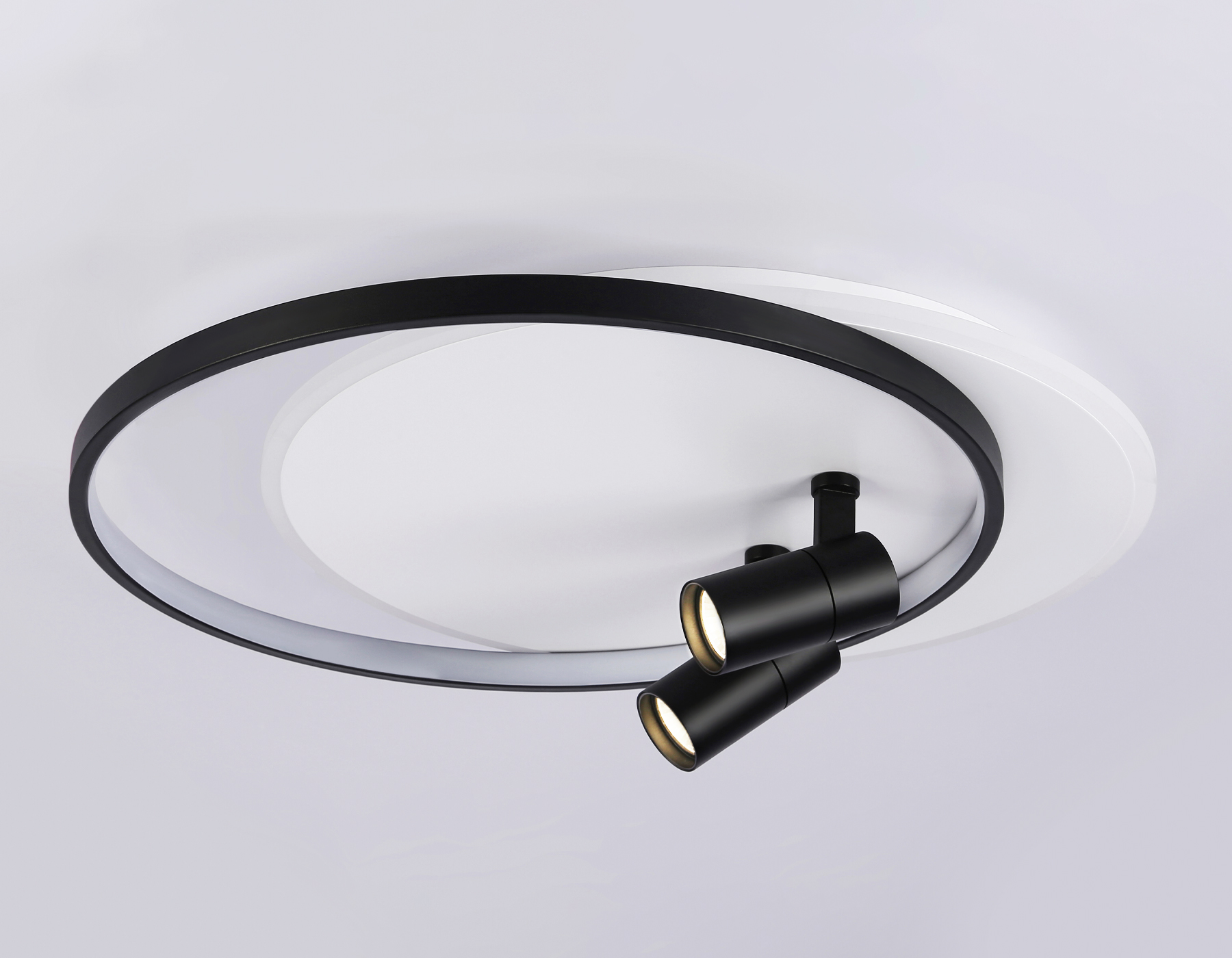 Настенно-потолочный светодиодный светильник с пультом FL51392/1+2 WH/BK белый/черный 3000K-6400K 65W 560*480*120 (ПДУ РАДИО 2.4G)