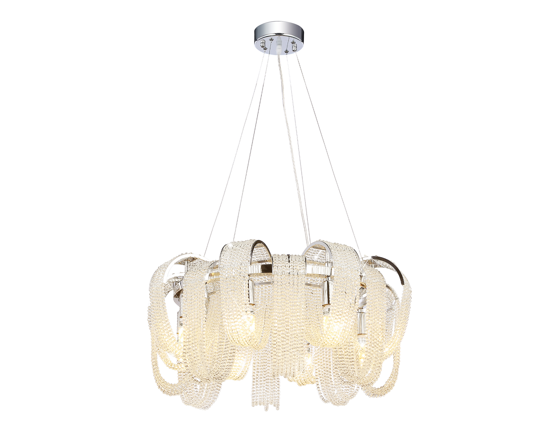 Подвесная люстра с хрусталем TR5377/8 CH/CL хром/прозрачный E14*8 max 40W D600*300