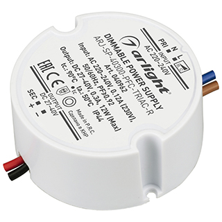 Блок питания ARJ-SP-40300-PFC-TRIAC-R (12W, 27-40V, 300mA) (Arlight, IP44 Пластик, 5 лет) 040962