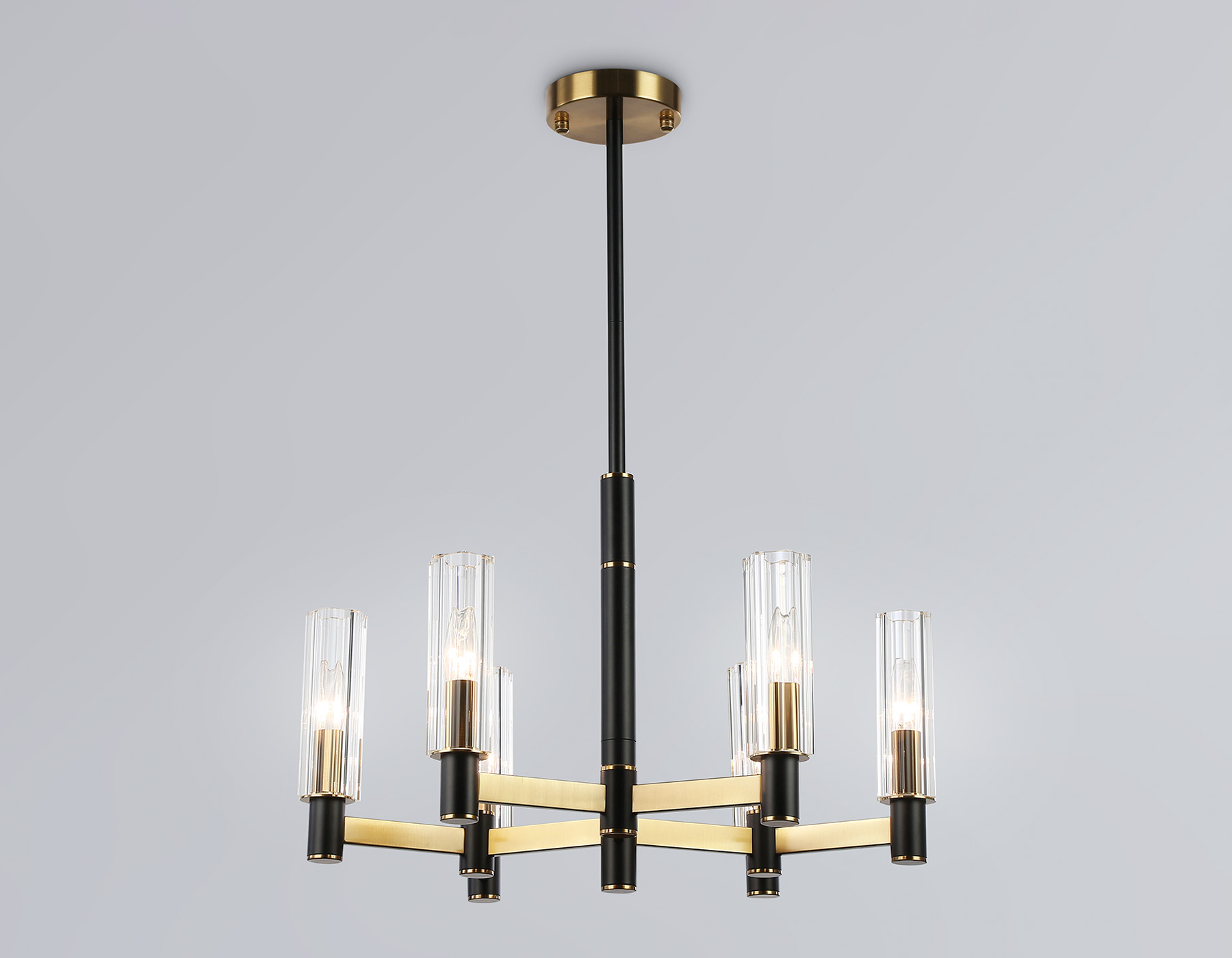 Люстра на штанге LH55511/6 BK/BS/CL черный/латунь/прозрачный E14*6 max 40W D570*760