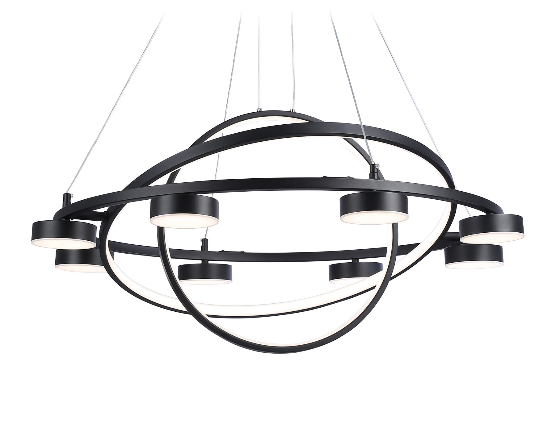 Подвесной светодиодный светильник с пультом FL51779/3+8 BK черный 3000K/4200K/6400K 112W D800/580/400*1200 (ПДУ ИК)