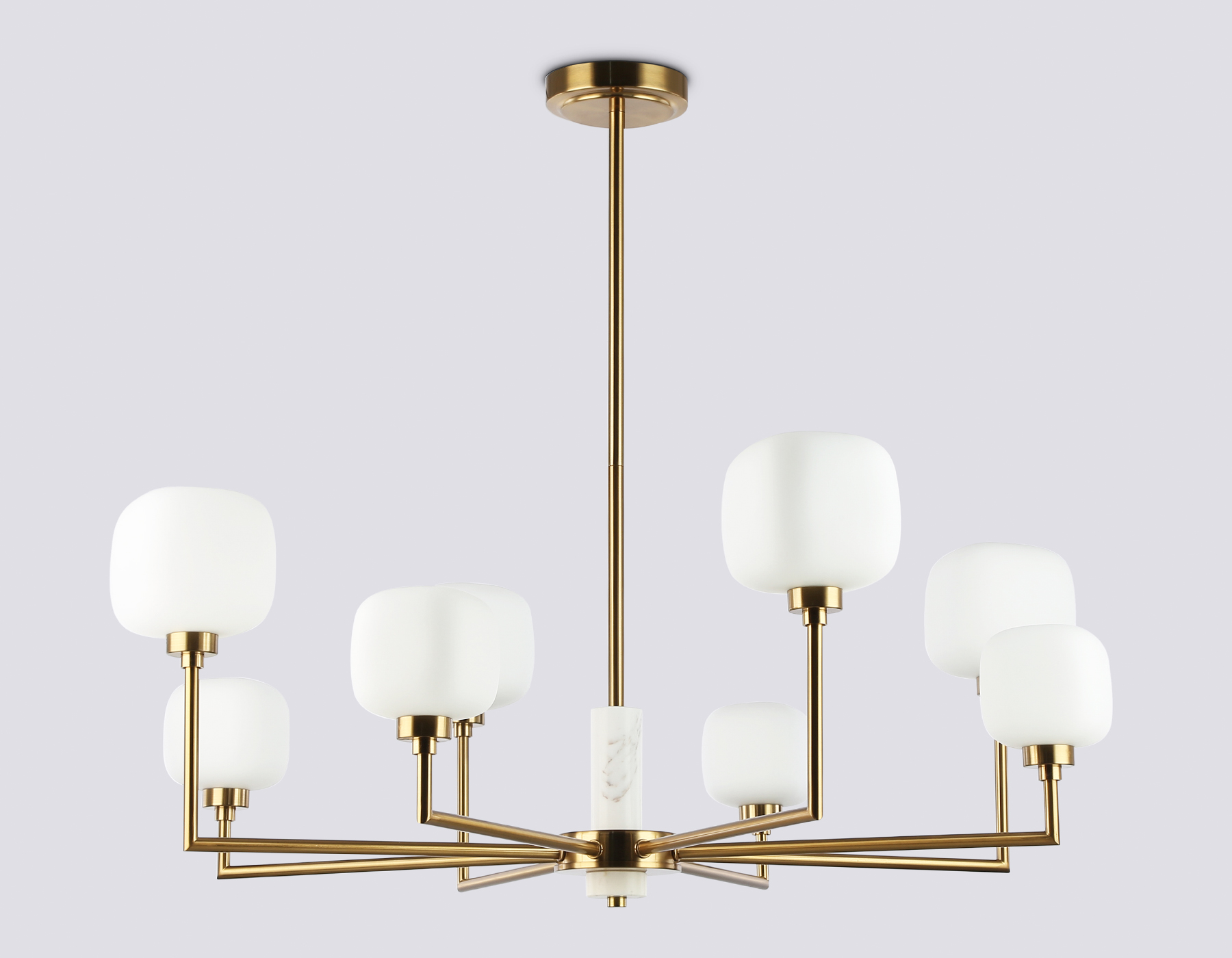 Люстра на штанге с мрамором LH53017/8 BS/FR латунь/белый матовый G9*8 max 40W D830*680