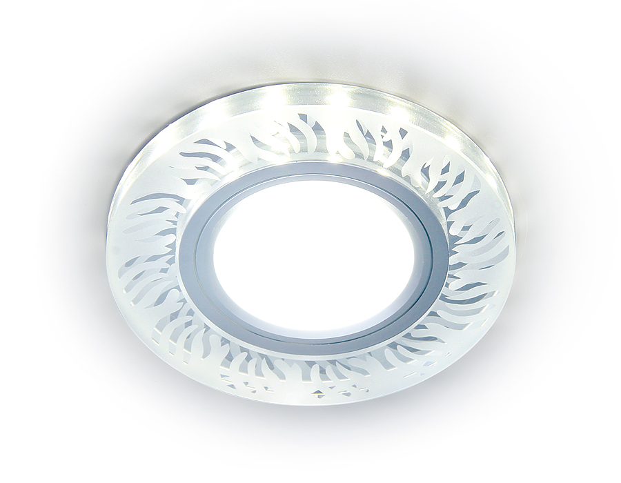 Встраиваемый точечный светильник MR16 с LED подсветкой S217 CL/FR прозрачный/матовый GU5.3+3W(LED WHITE) D90*25