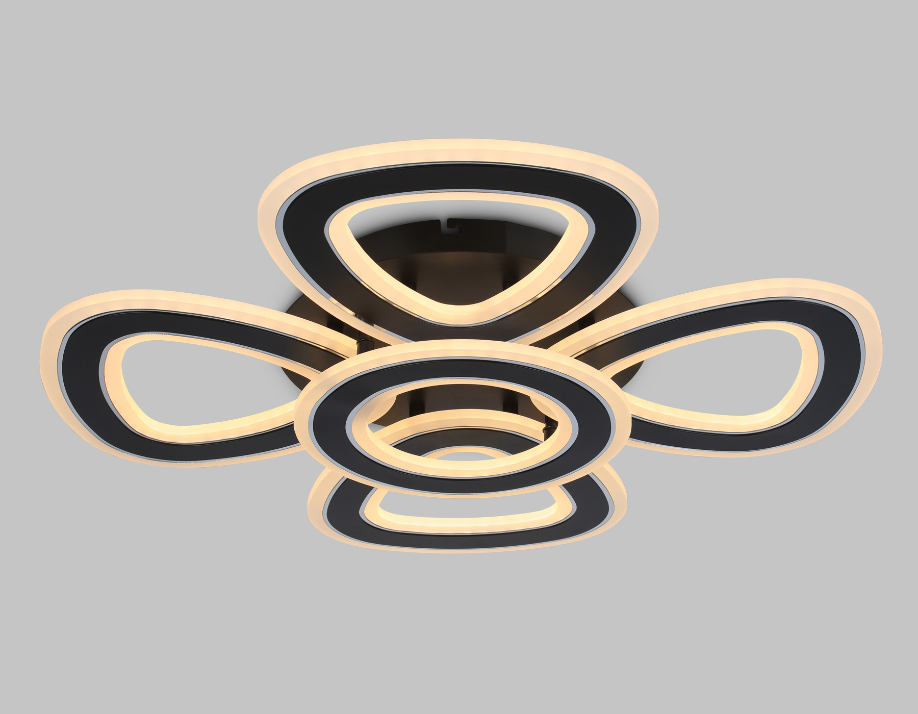 Потолочный светодиодный светильник с пультом FA8926/4+1 BK/CH черный/хром 163W 3000K-6400K 590*590*120 (ПДУ РАДИО 2.4G)