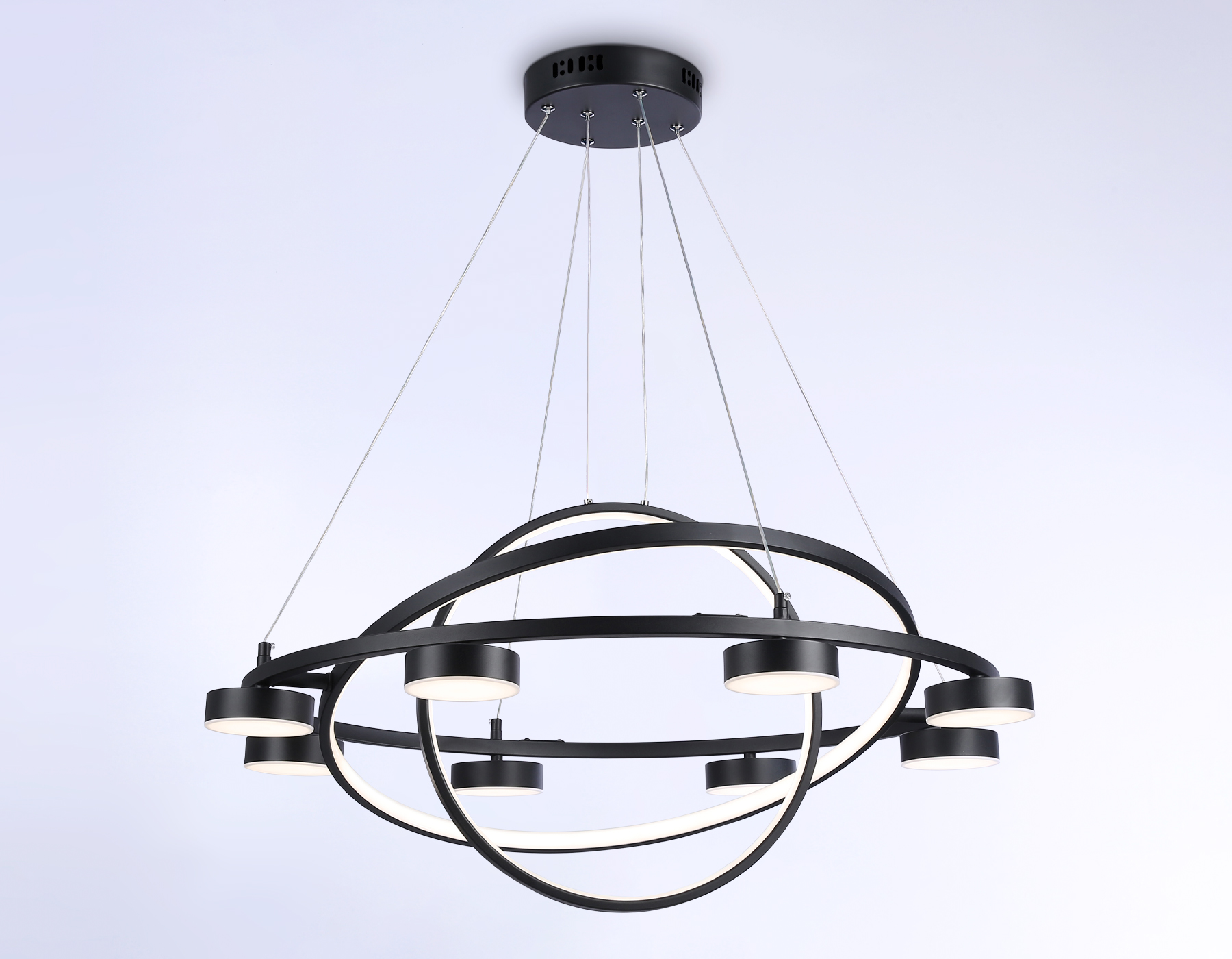 Подвесной светодиодный светильник с пультом FL51779/3+8 BK черный 3000K/4200K/6400K 112W D800/580/400*1200 (ПДУ ИК)