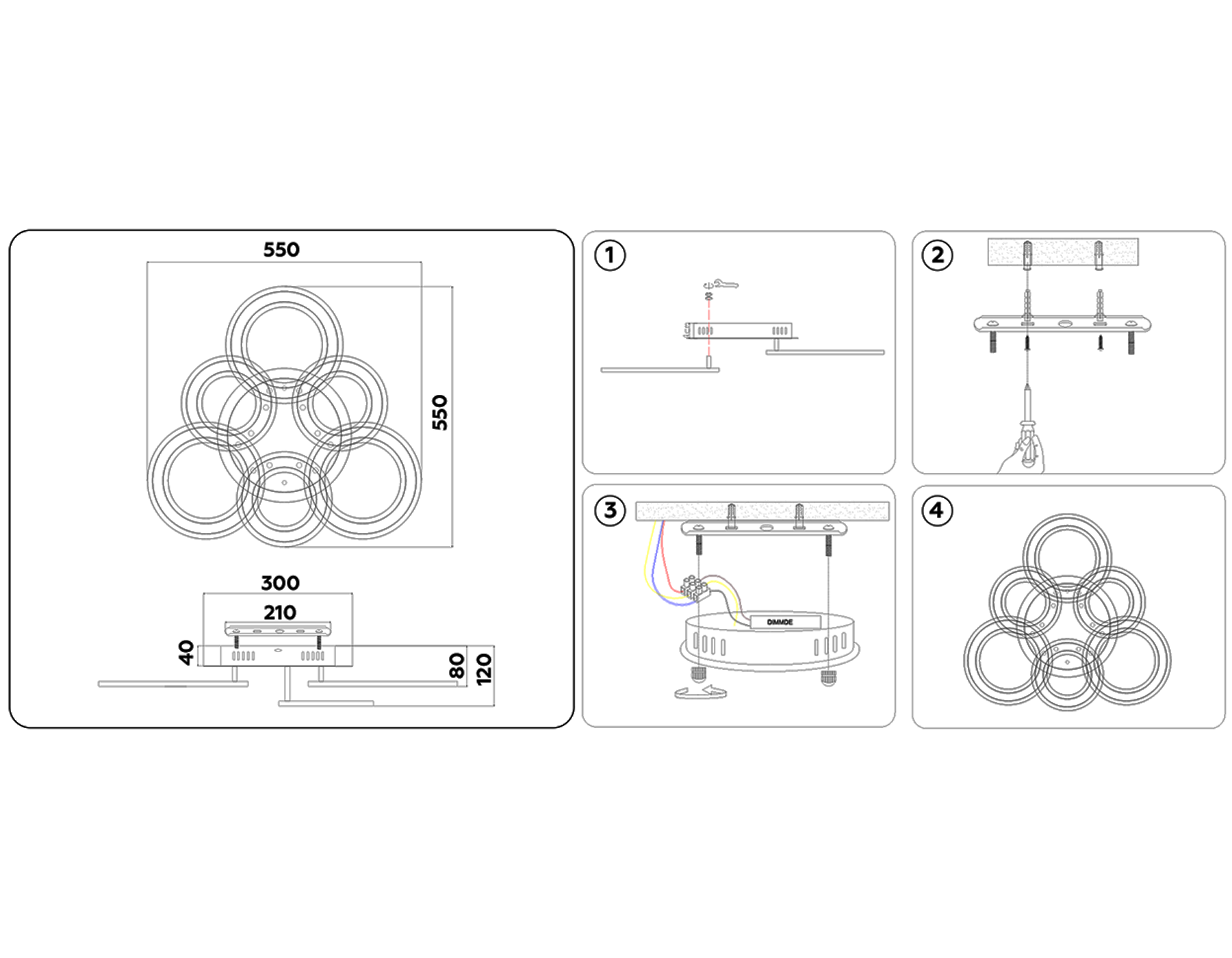 Потолочный светодиодный светильник с пультом FA8805 WH белый 174W 550*550*130 (ПДУ РАДИО 2.4)