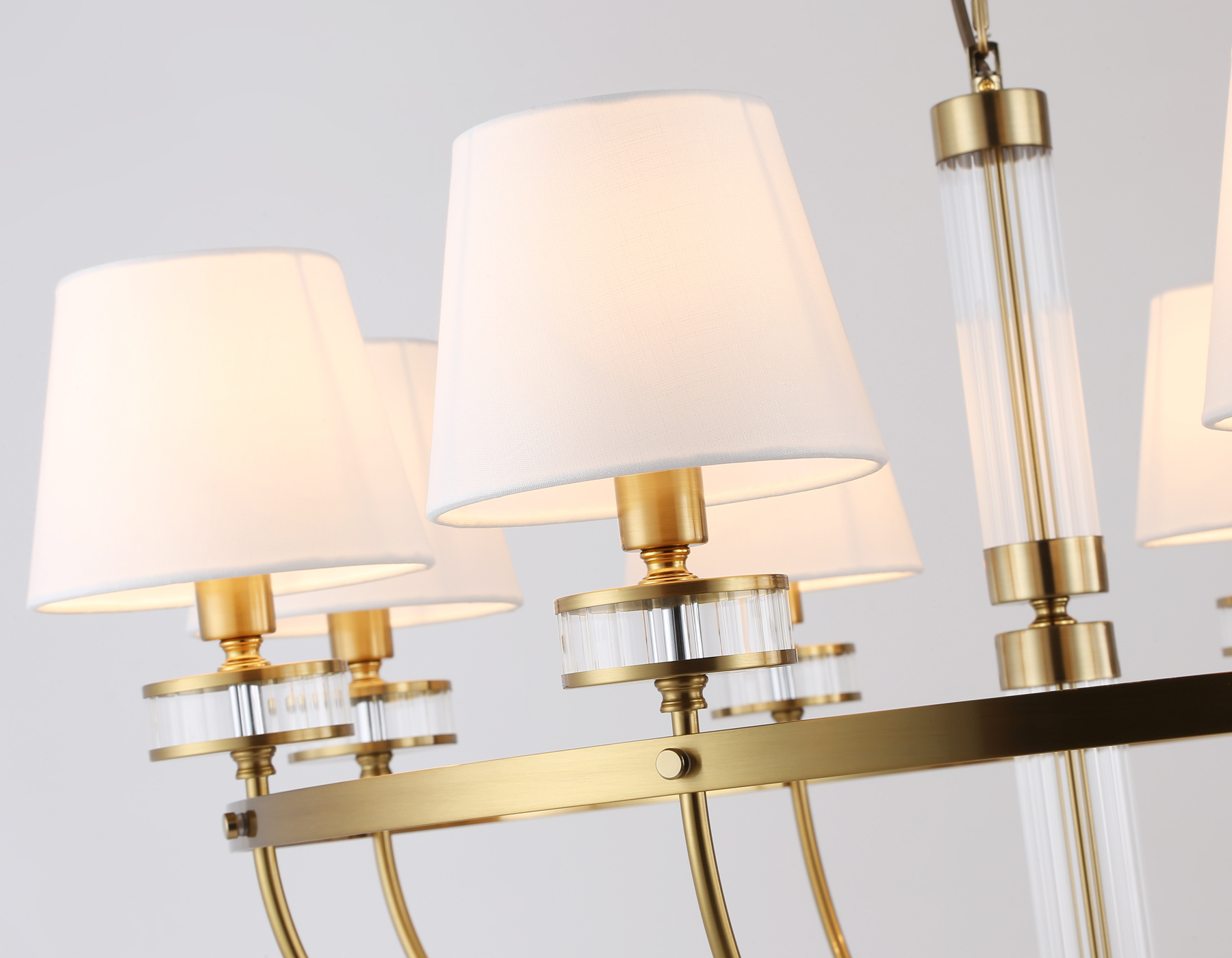 Подвесная люстра с абажурами LH71253/8 BS/WH латунь/белый E14/8 max 40W D870*990