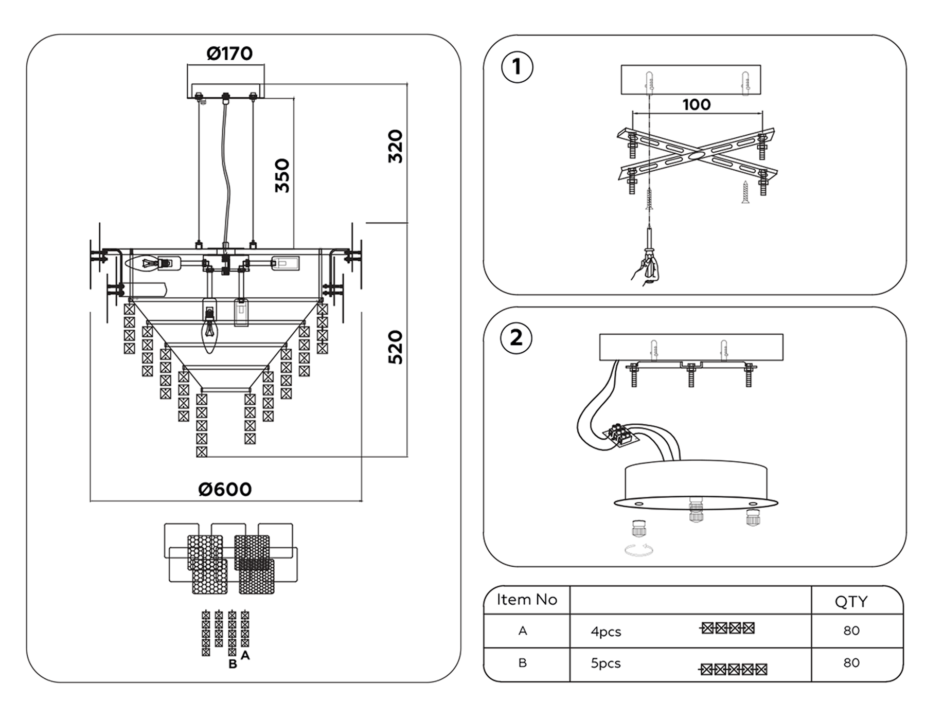 Подвесная люстра с хрусталем TR5242/9 SL/CL серебро/прозрачный E14/9 max 40W D600*840