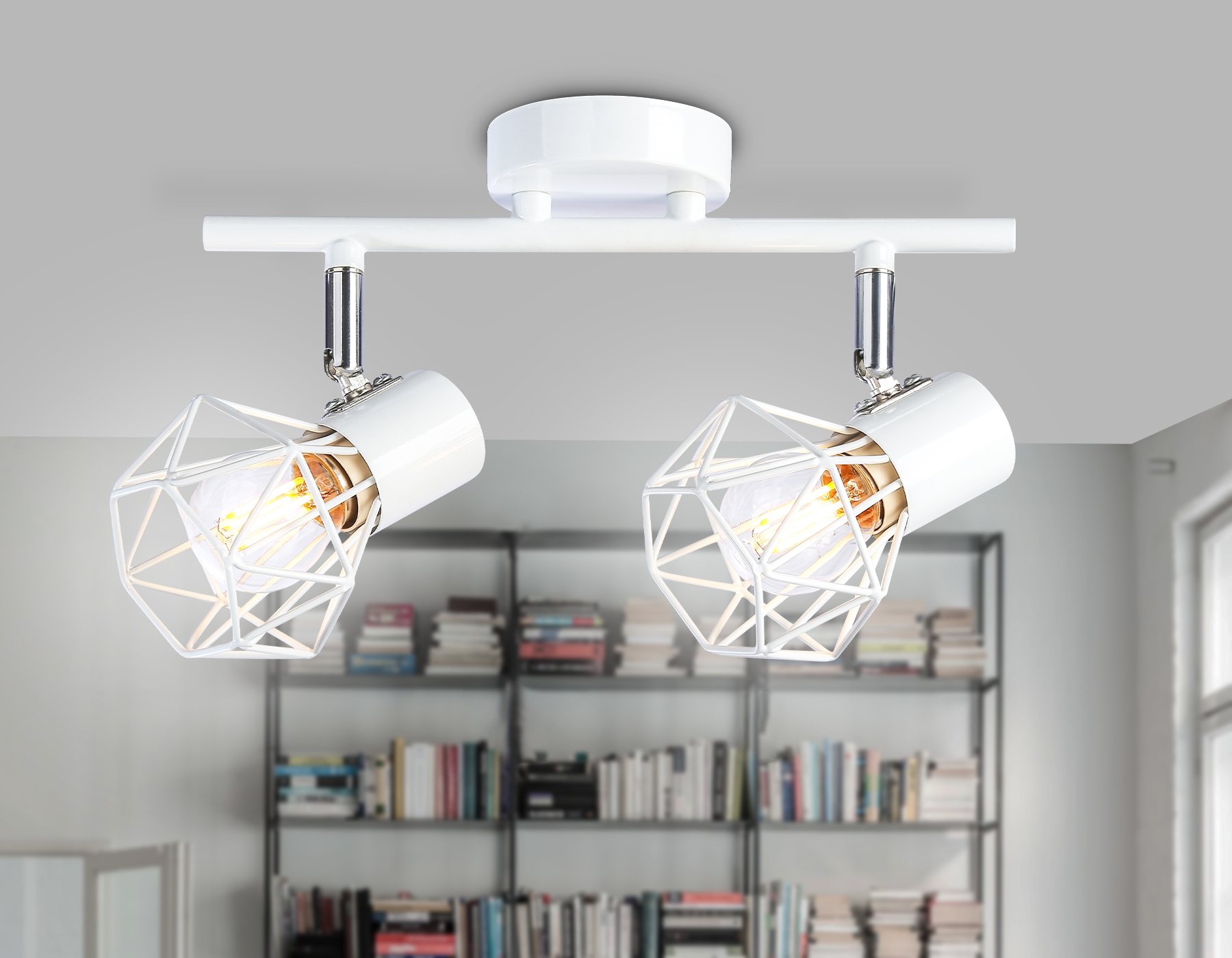 Настенно-потолочный спот в стиле лофт TR8628/2 WH/CH белый/хром E27*2 max 40W 260*91*175