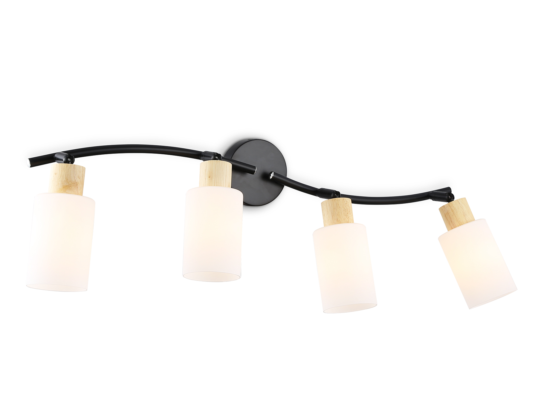 Настенно-потолочный спот в стиле лофт TR8723/4 BK/WD черный/дерево E14/4 max 60W 760*100*210