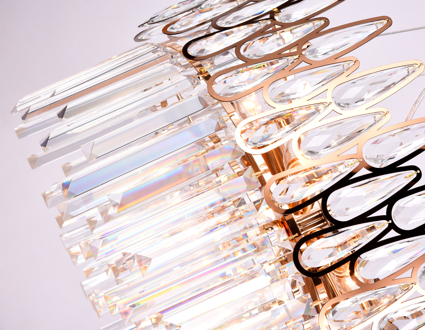 Подвесная хрустальная люстра TR5263/8 GD/CL золото/прозрачный E14/8 max 40W D500*700