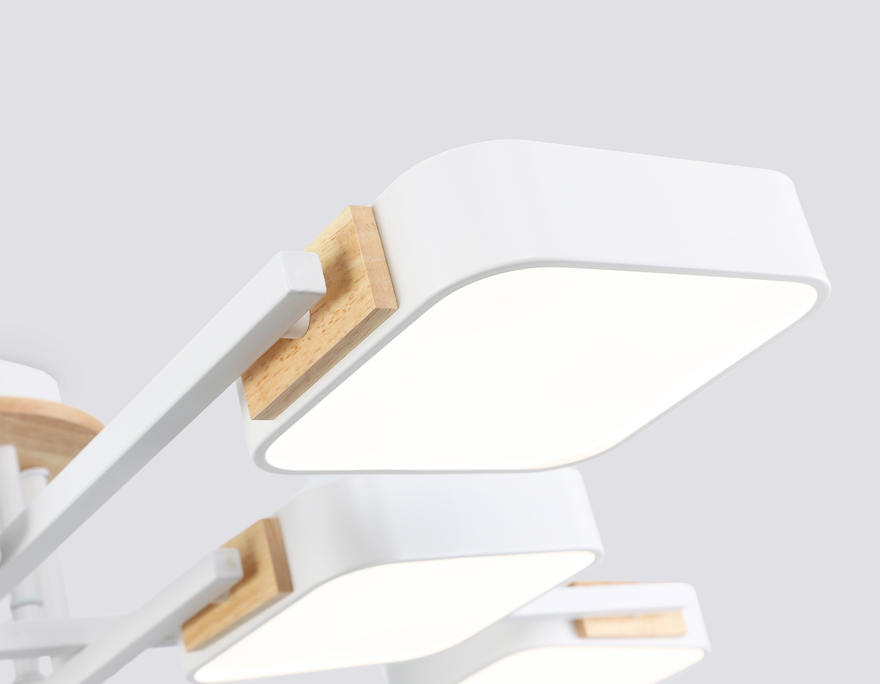 Люстра светодиодная на штанге FL4888/8 WH/WD белый/дерево 144W 3000-6000K 960*960*160 (без ПДУ)