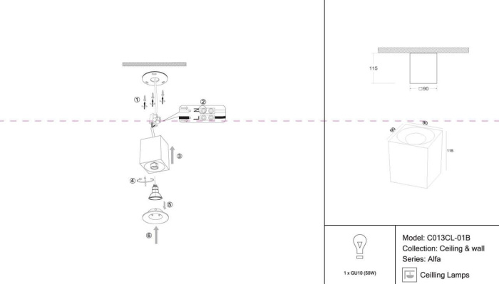 Накладной потолочный светильник Slim GU10 1x50Вт Maytoni Technical C013CL-01B (c013cl-01b)