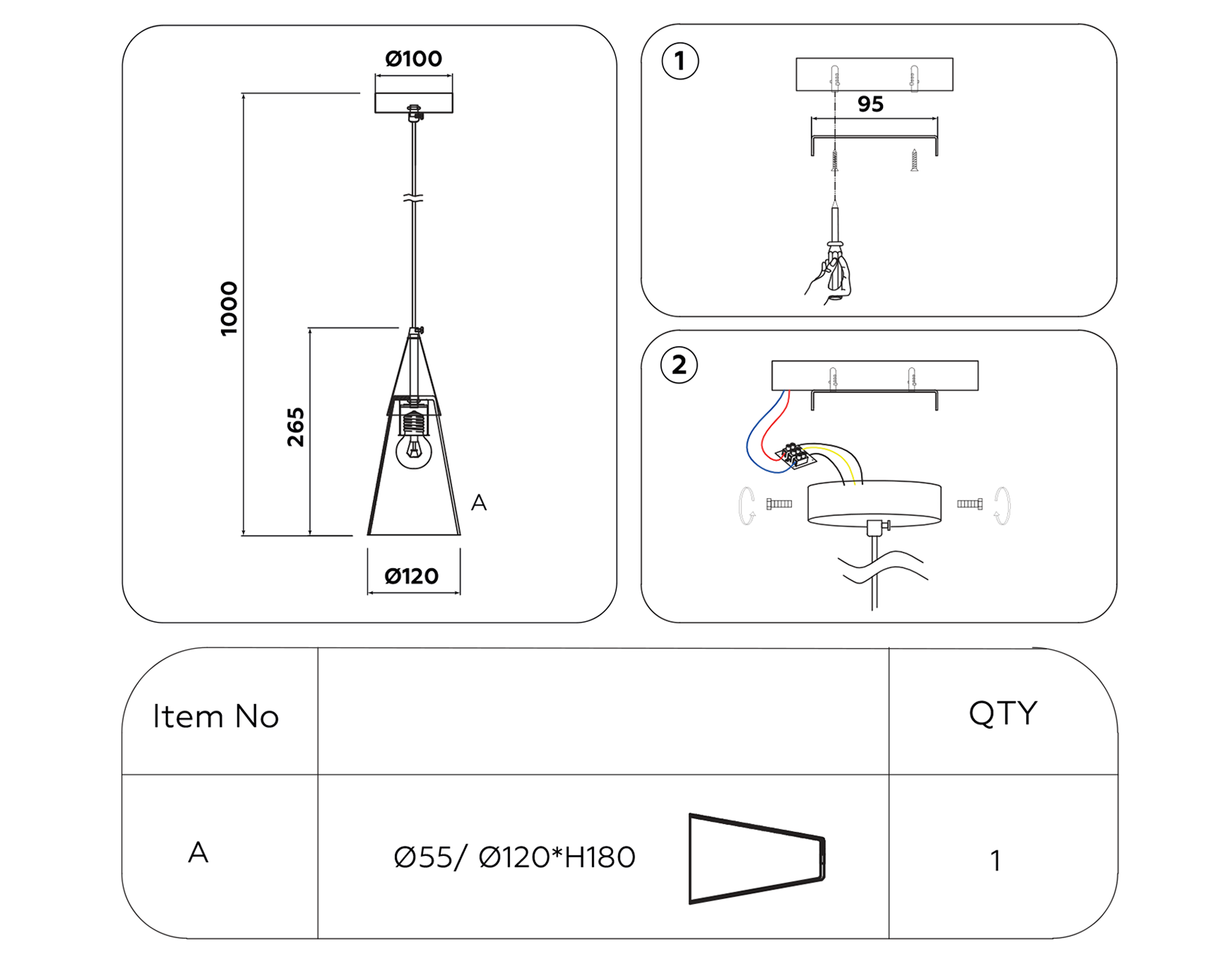 Подвесной светильник TR3666 BS/CL латунь/прозрачный E14 max 40W D120*1000
