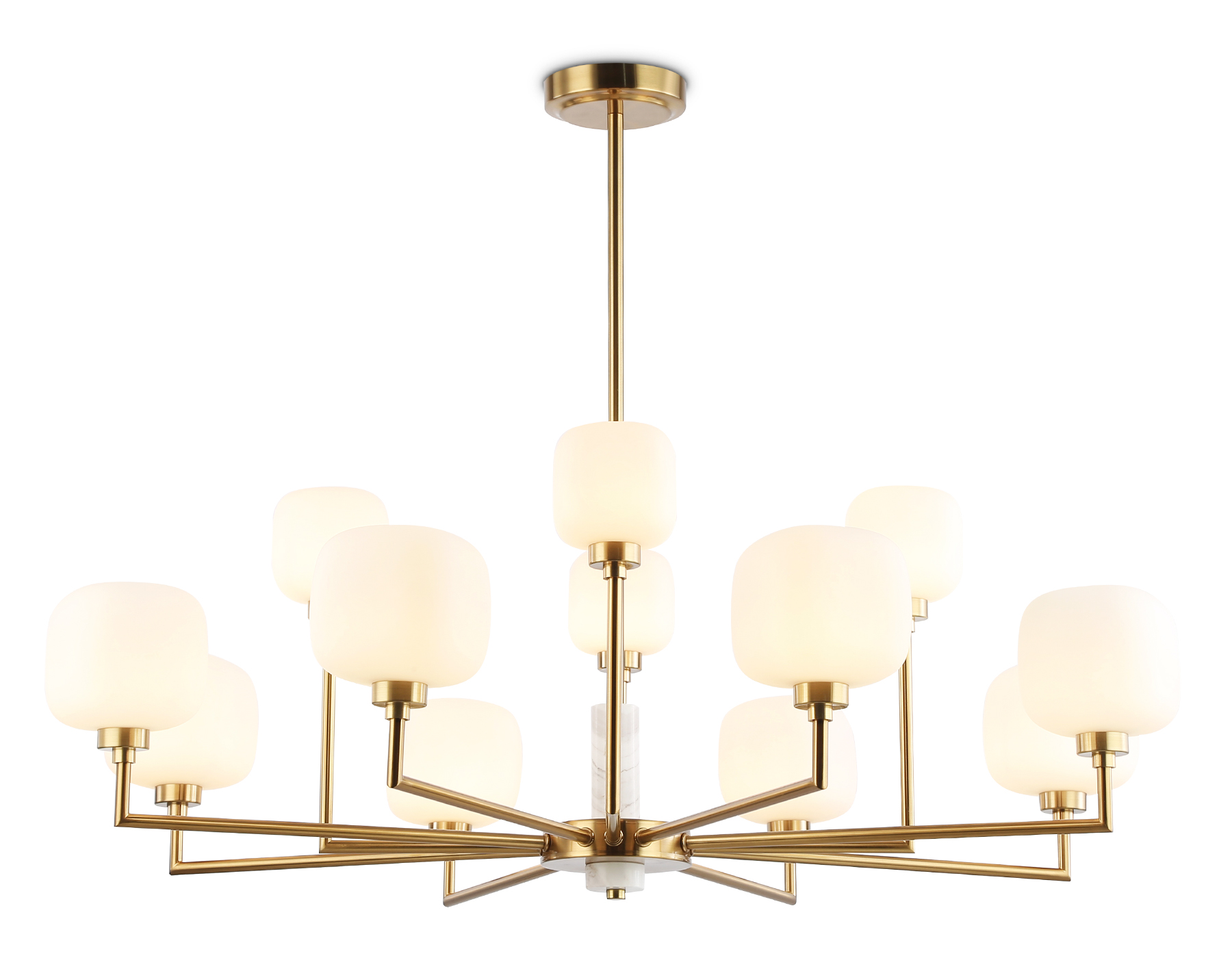 Люстра на штанге с мрамором LH53019/12 BS/FR латунь/белый матовый G9*12 max 40W D910*680