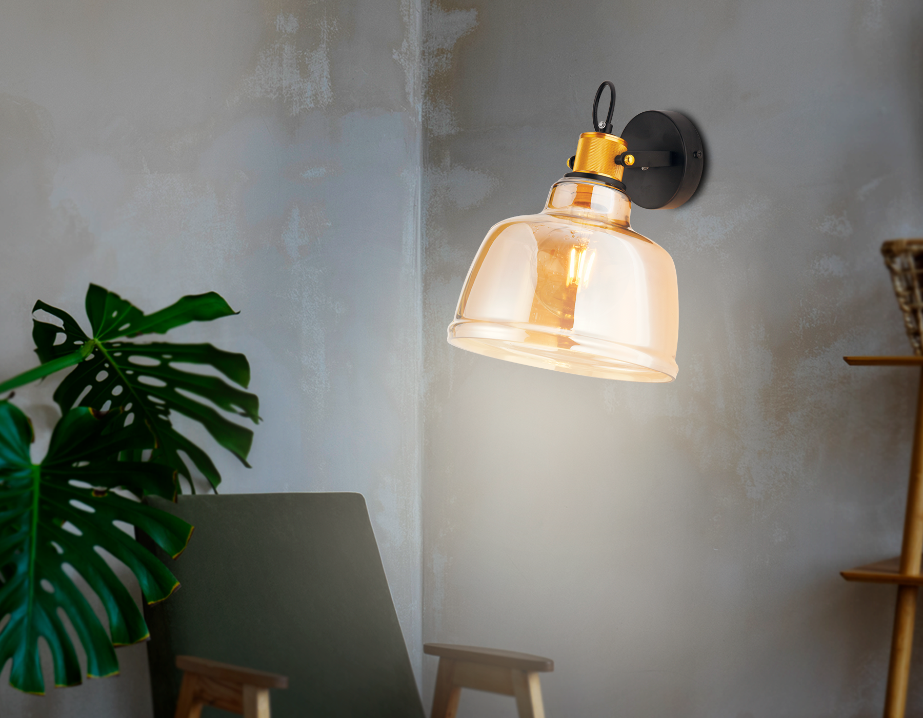 Настенный светильник TR3521 SB/TI бронза/янтарь E27 max 40W 220*280*320