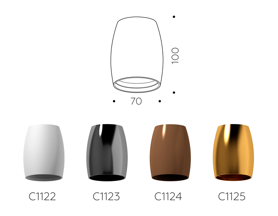 Корпус светильника накладной для насадок D60/70mm C1123 DCH черный хром D70*60*H100mm MR16 GU5.3
