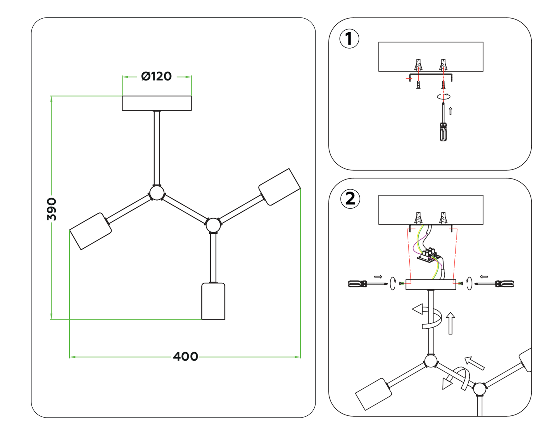 Потолочный светильник в стиле лофт TR8027/3 BK черный E27*3 max 40W D400*390