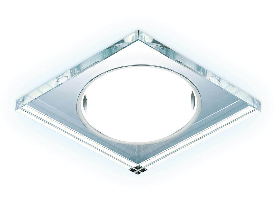 Встраиваемый точечный светильник GX53 с LED подсветкой G215 CL/CH/CLD хром/прозрачный GX53+3W(LED COLD)