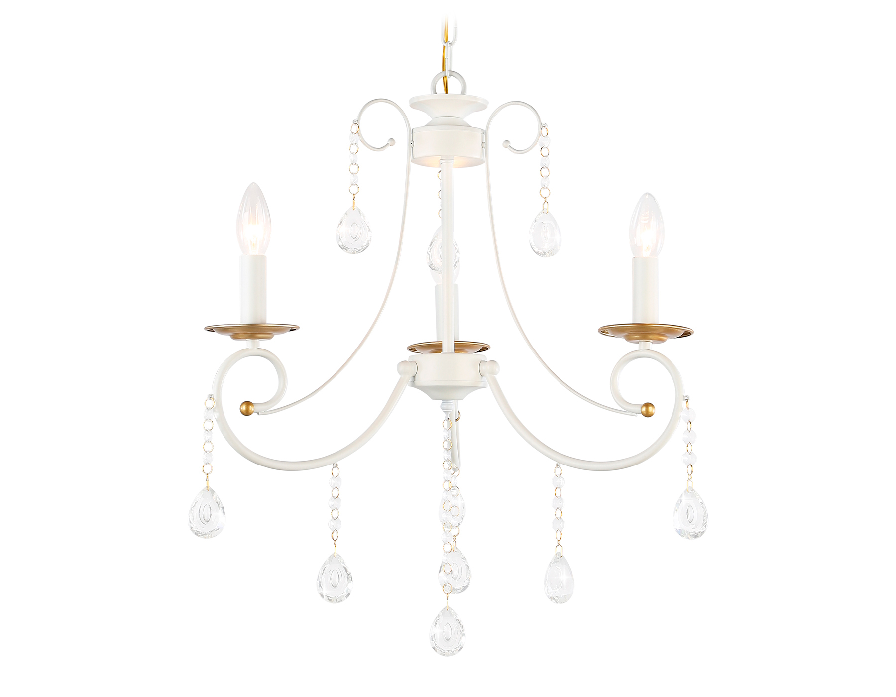 Подвесная люстра с хрусталем TR4915/3 WH/GD белый/золото E14/3 max 40W D550*860