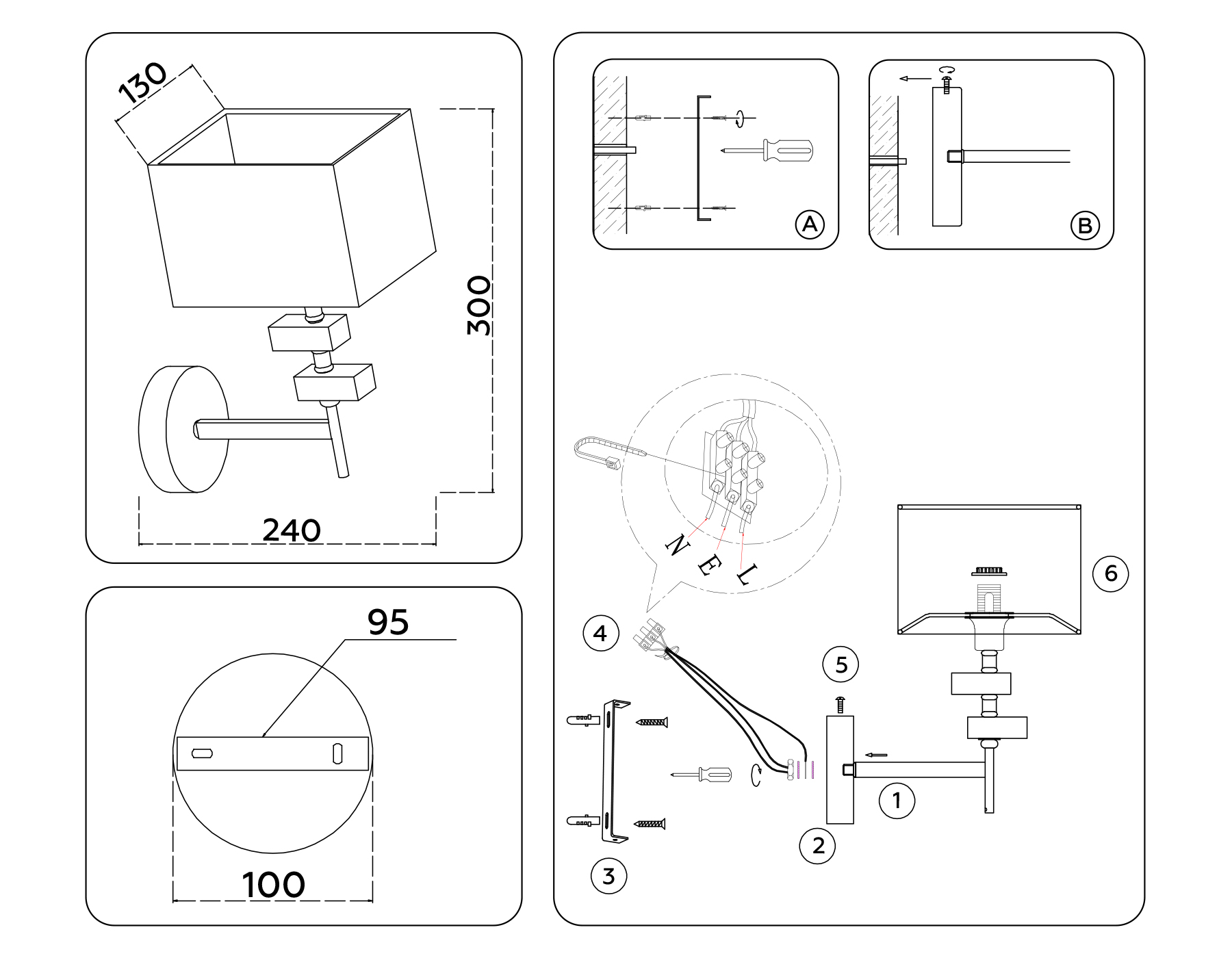 Настенный светильник с абажуром LH71335 CGD золото E14 max 40W 240*130*300