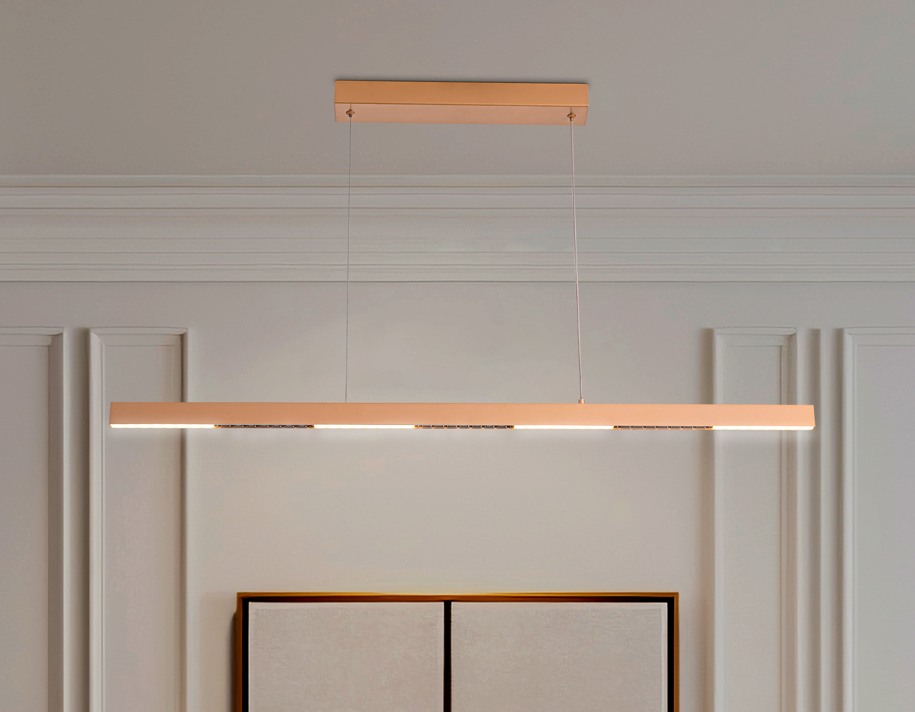 Подвесной светодиодный светильник FL5833 GD золото 25W 3000K/4200K/6400K 1037*17.5*750 (без ПДУ)