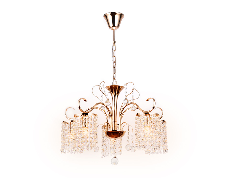 Подвесная люстра с хрусталем TR4507/5 GD/CL золото/прозрачный E14/5 max 40W D610*720