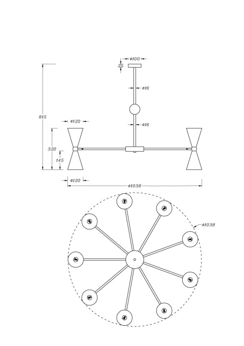 Потолочная люстра Vesper MOD108PL-18GB (mod108pl_18gb)