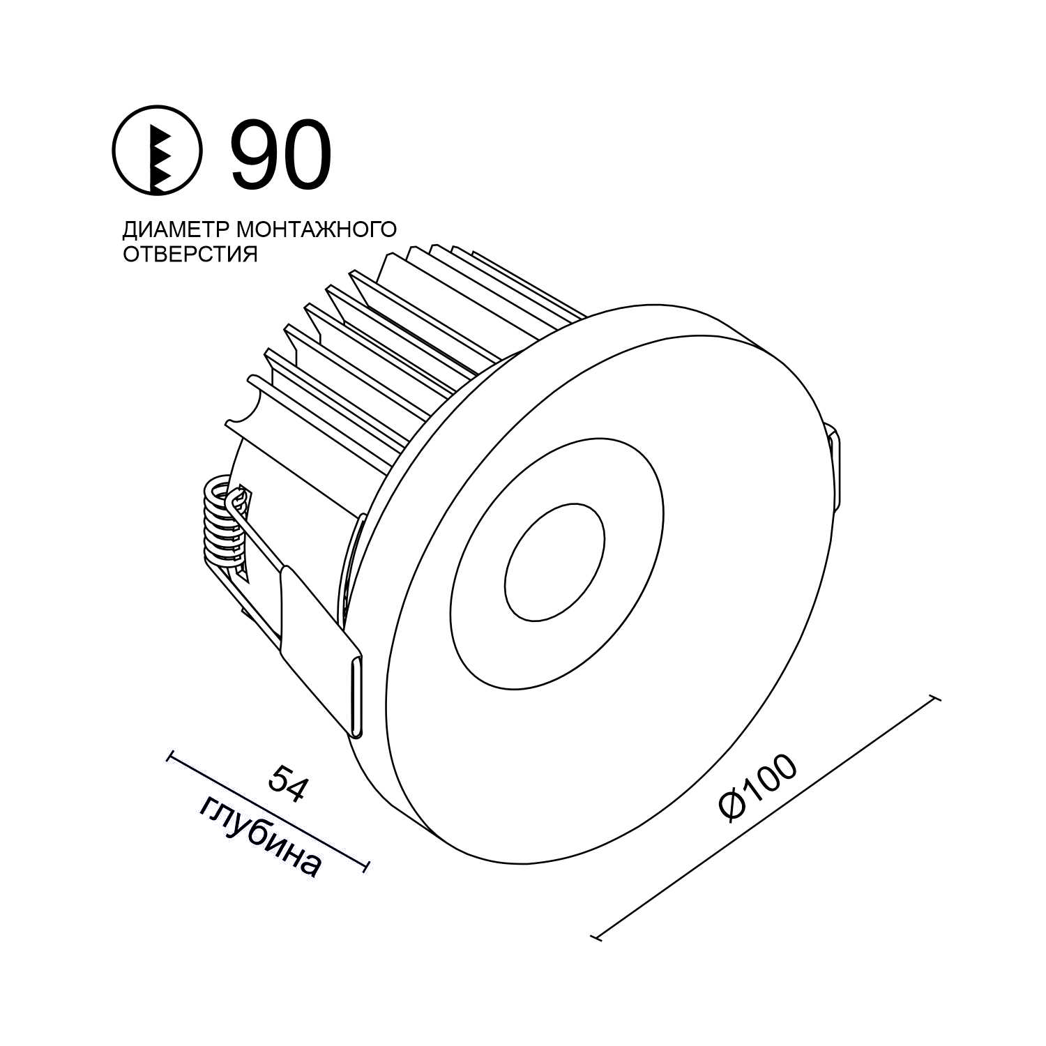 Встраиваемый светодиодный светильник Ledron DL3145 Black (8588)