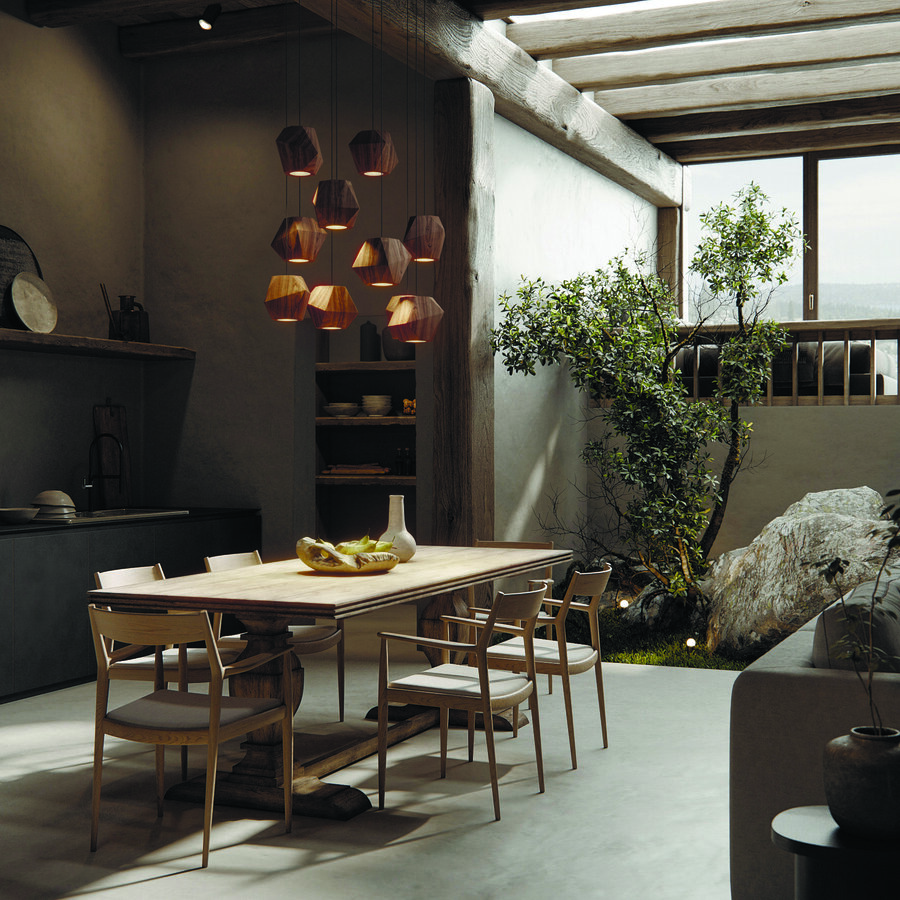 Подвесной накладной светильник RUBIK Wooden Lamp под сменную лампу (11071)