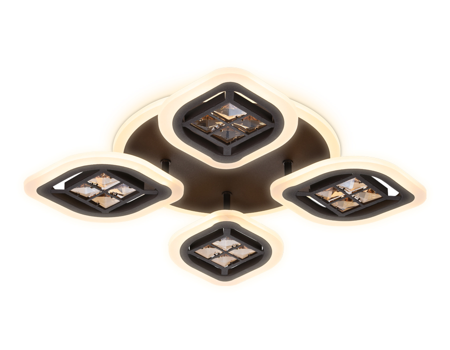 Потолочный светодиодный светильник с пультом FA281/4 CF/TI кофе/янтарь 69W 530*530*80 (ПДУ РАДИО 2.4G)