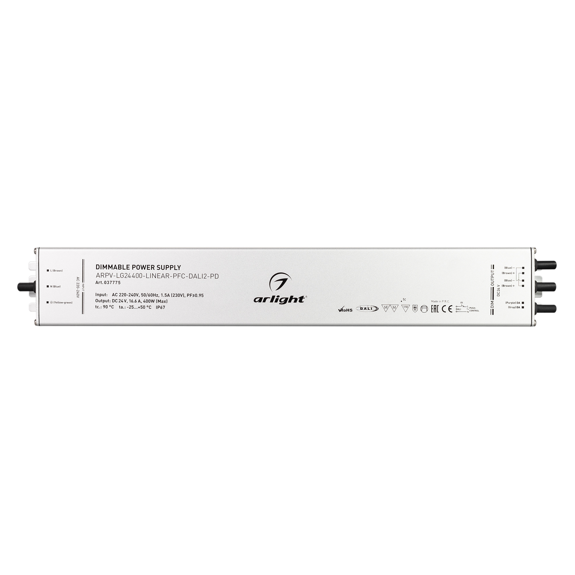 Блок питания ARPV-LG24400-LINEAR-PFC-DALI2-PD (24V, 16.7A, 400W) (Arlight, IP67 Металл, 5 лет) 037775