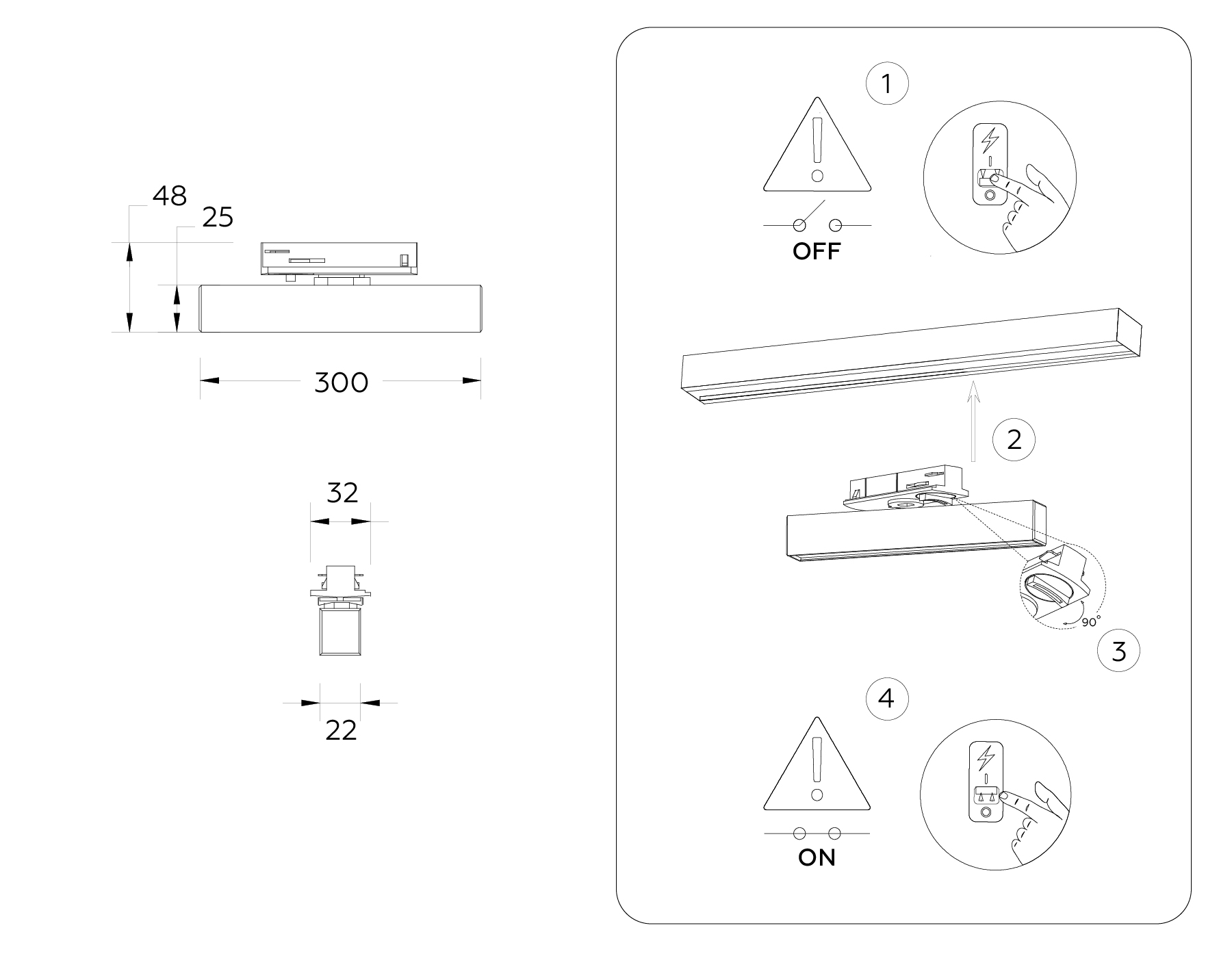 Трековый однофазный светодиодный светильник GL6763 WH белый LED 12W 4200K 300*22*48