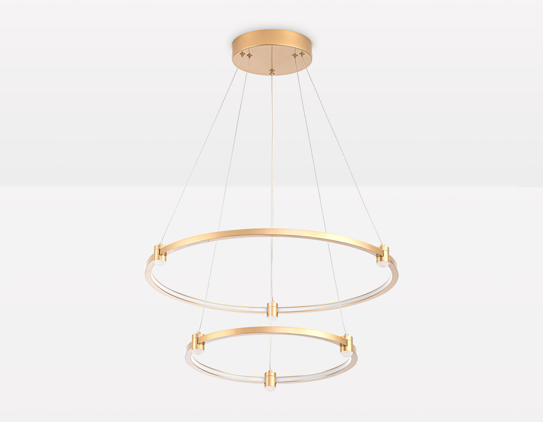 Подвесной светодиодный светильник FL5508/2+6 GD золото 45W 3000K/4200K/6400K D600/400*1300 (без ПДУ)