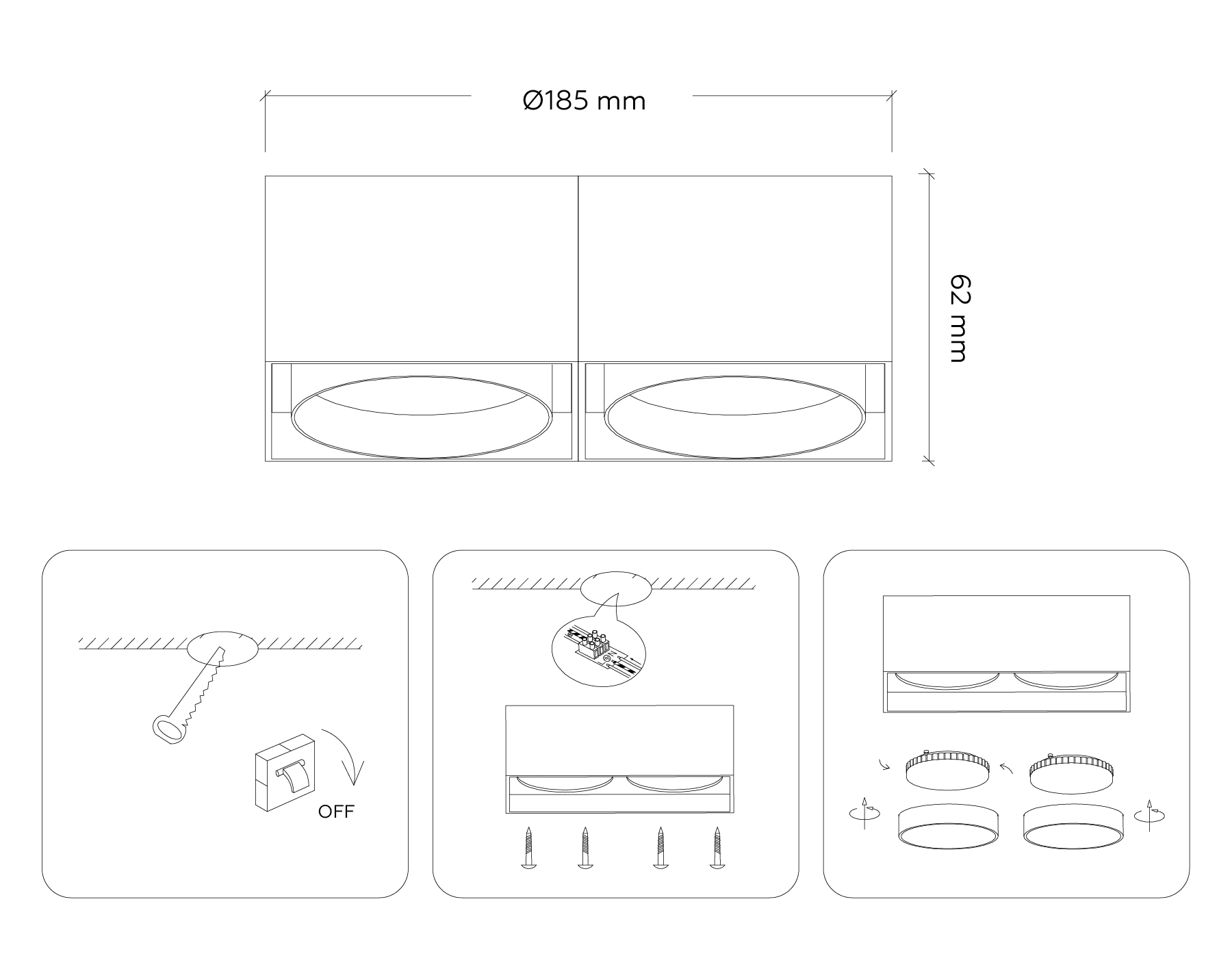Накладной точечный светильник GX53 TN70872/2 WH/BK белый/черный GX53/2 max 12W 185*92*62
