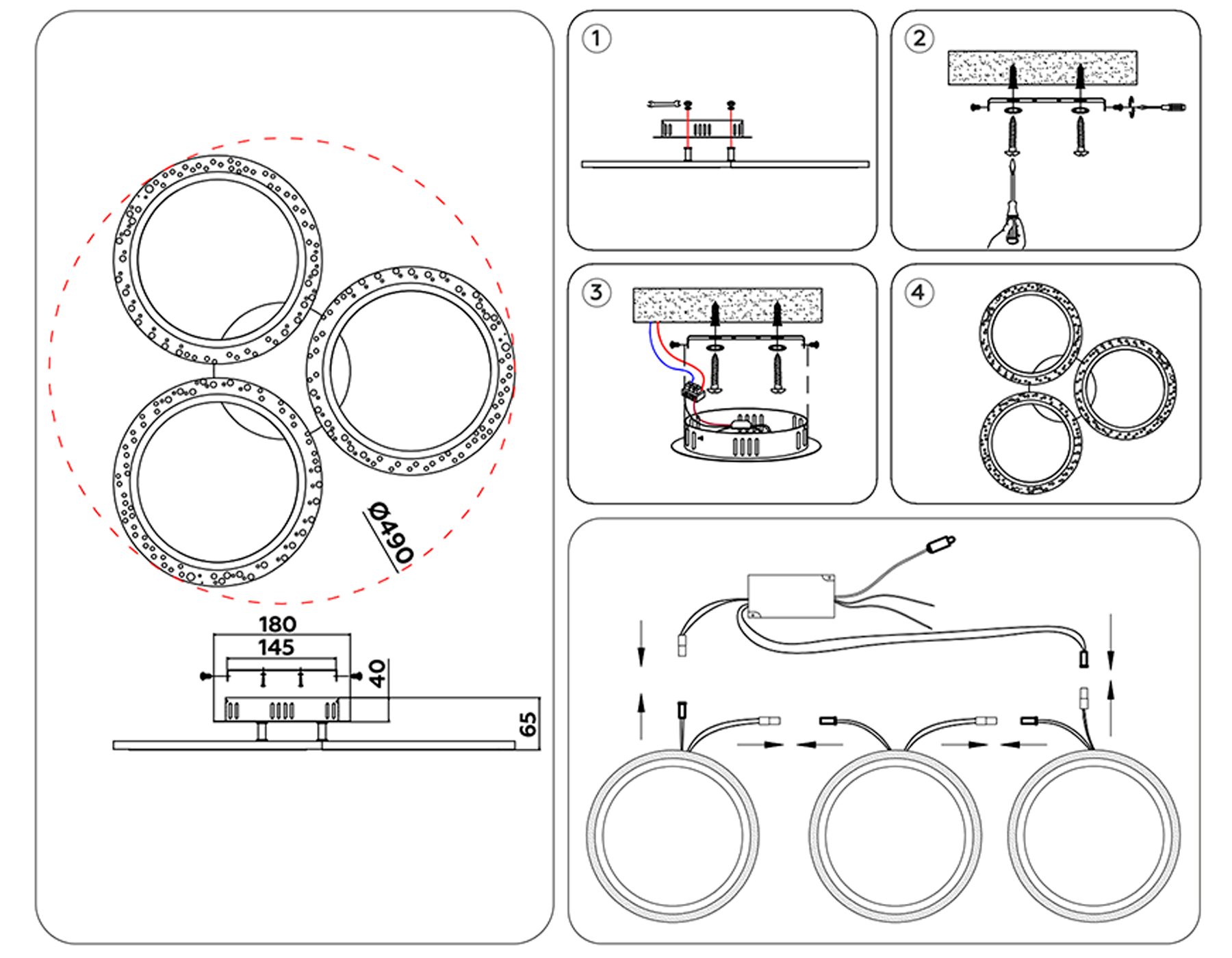 Потолочный светодиодный светильник с пультом FA4050/3 WH белый 4200K/3000/6400K 30W D490*65 (ПДУ ИК)