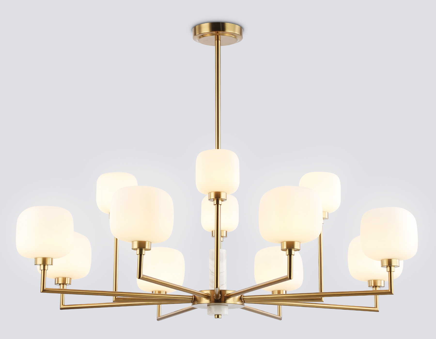 Люстра на штанге с мрамором LH53019/12 BS/FR латунь/белый матовый G9*12 max 40W D910*680