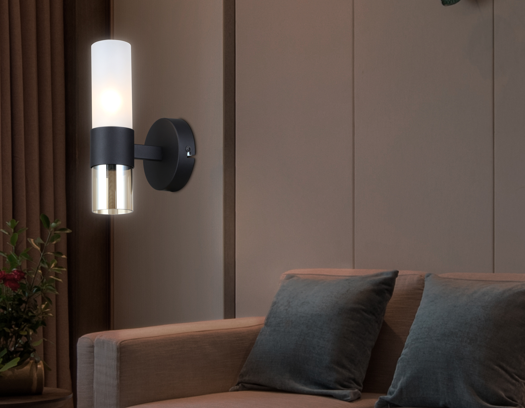 Настенный светильник LH55106 BK/FR/TI черный/белый матовый/янтарь E14 max 40W 130*100*225