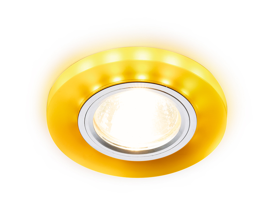 Встраиваемый точечный светильник MR16 со светодиодной подсветкой S214 WH/CH/YL матовый/хром/MR16+3W(LED YELLOW)