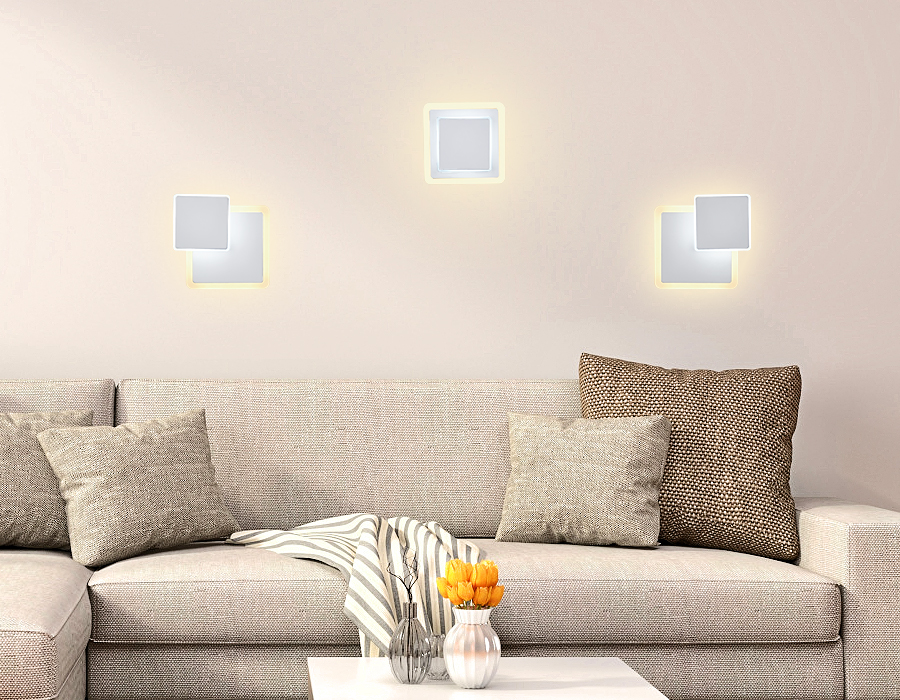 Настенный светодиодный светильник с акрилом FW106 WH/S белый/песок LED 3000K/6400K 18W 240*220*50