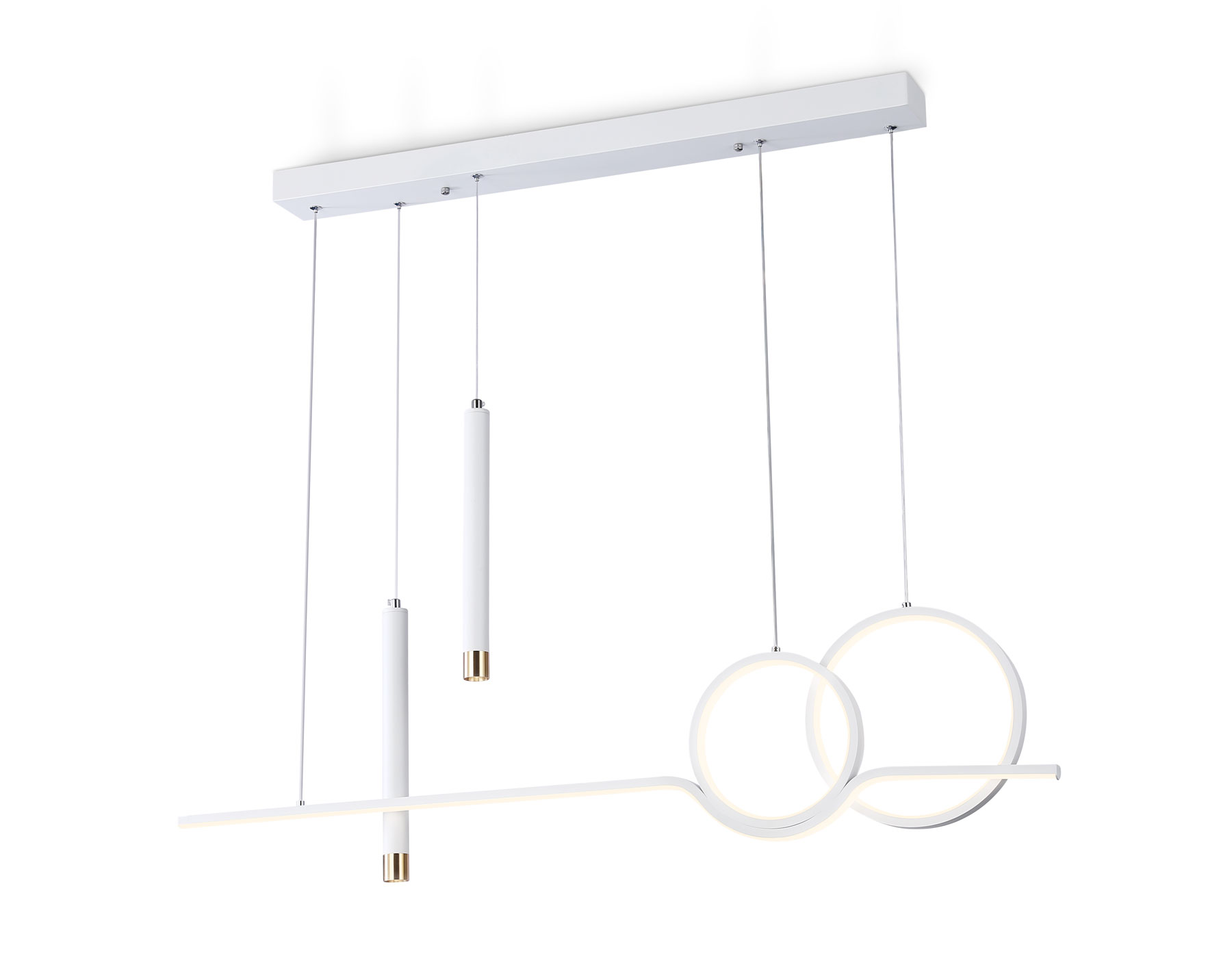 Подвесной светодиодный светильник с пультом FL5393/5 WH белый 3000K/4200K/6400K+4200K 62W 1000*75*1200 (ПДУ ИК)