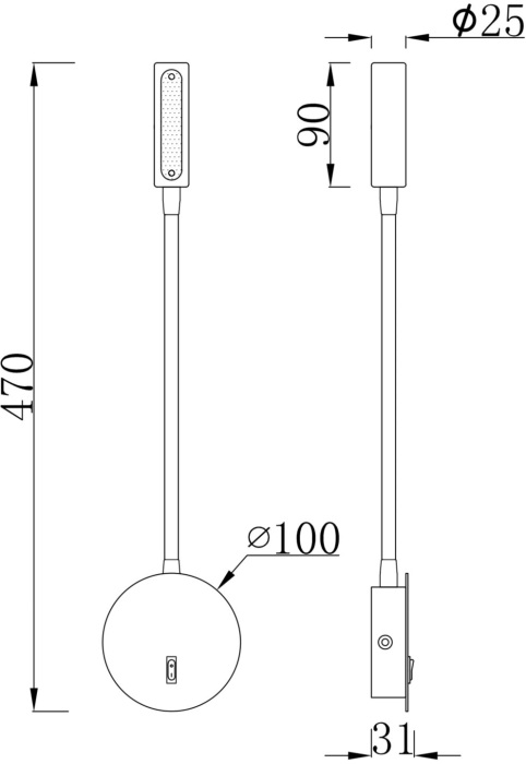 Настенный светильник бра Stem 3000К 3Вт IP 20 LED Maytoni Technical C035WL-L3MG3K (c035wl-l3mg3k)