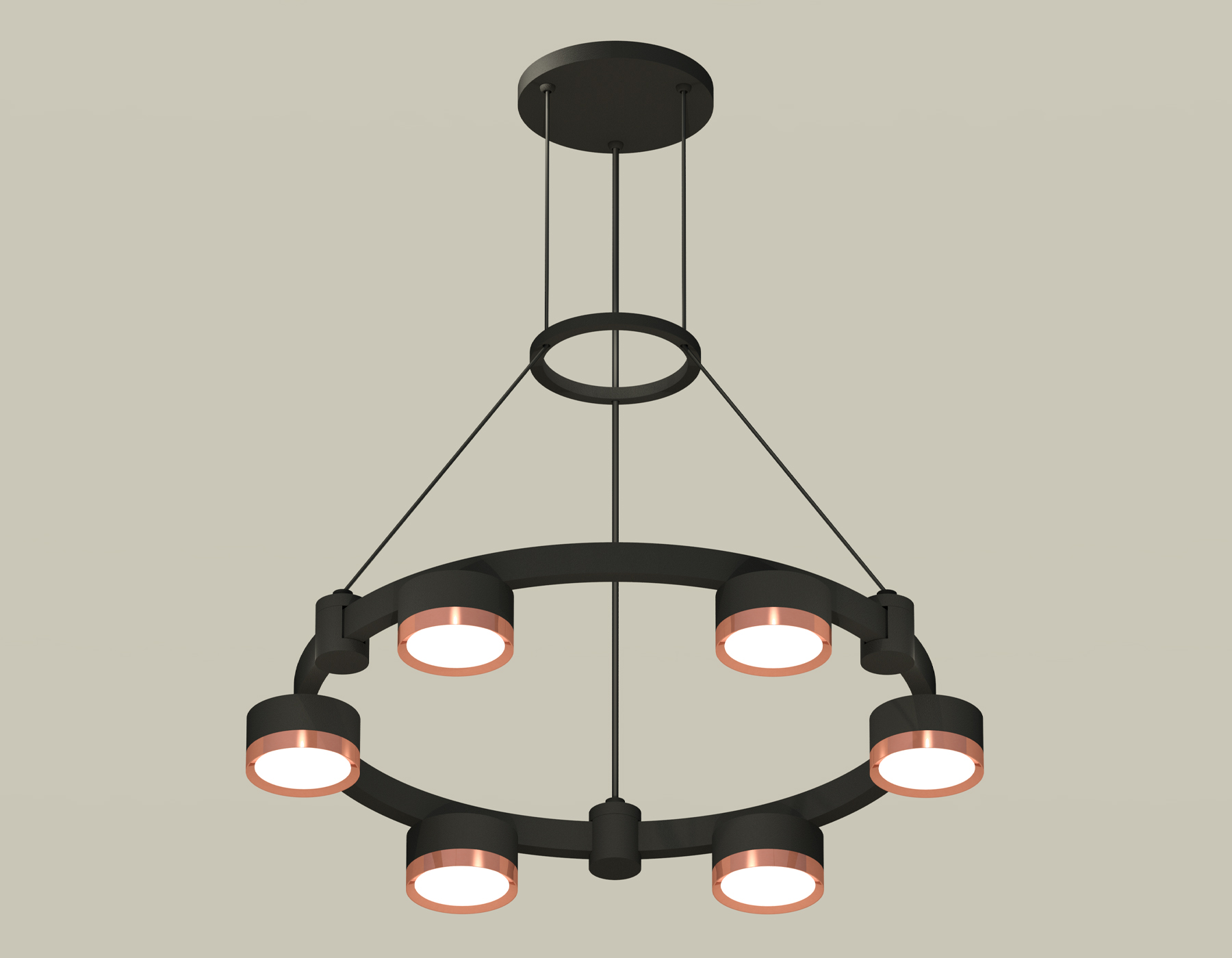 Комплект подвесного светильника Techno Ring XR92051103/6 SBK/PPG черный песок/золото розовое полированное GX53 (A9205, C9232, N8126)