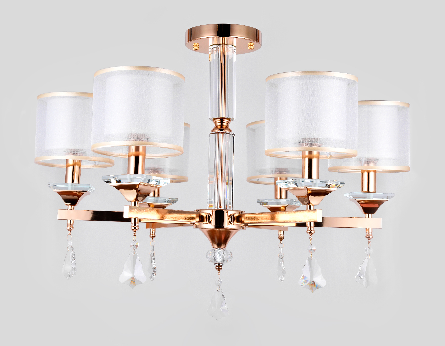 Подвесная люстра с хрусталем TR4535/6 GD/WH золото/белый E14/6 max 40W D700*560