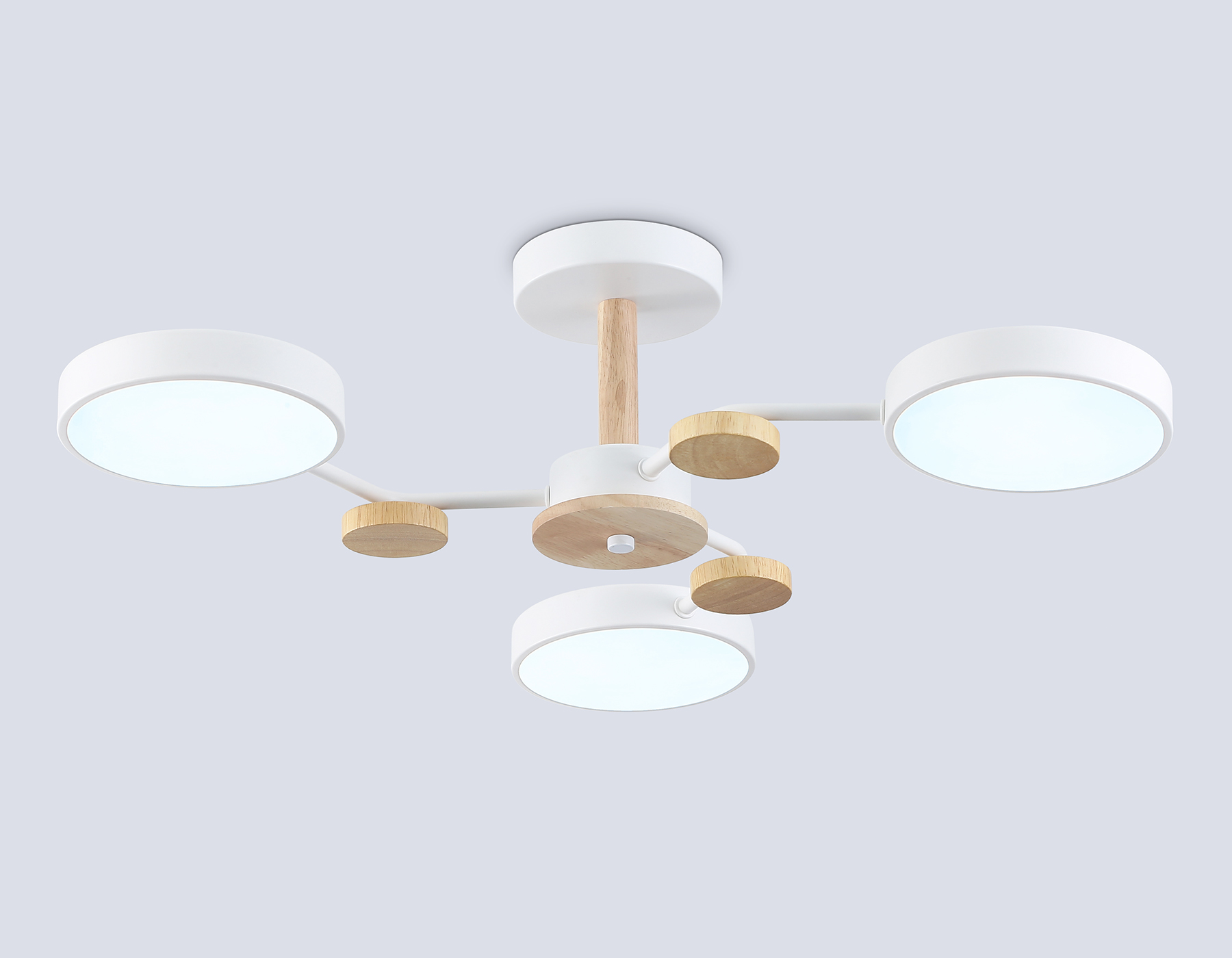 Люстра светодиодная на штанге FL4855/3 WH/WD белый/дерево 54W 3000-6000K D660*170 (без ПДУ)