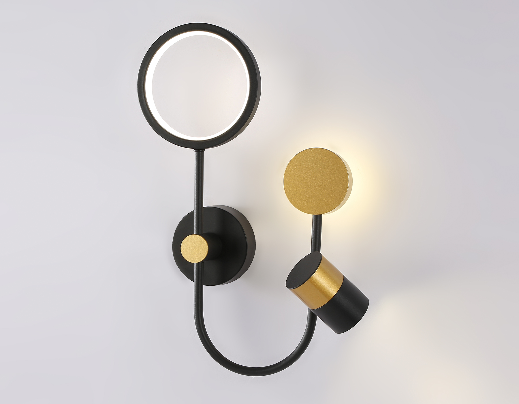 Настенный светодиодный светильник со сменной лампой FL51602/3 BK/GD черный/золото 11W 4200K+GU10 424*275*100